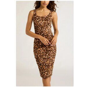 Sofia Jeans Body Sculpting Ruched Tank Dress Leopard Print Sz XS NWT